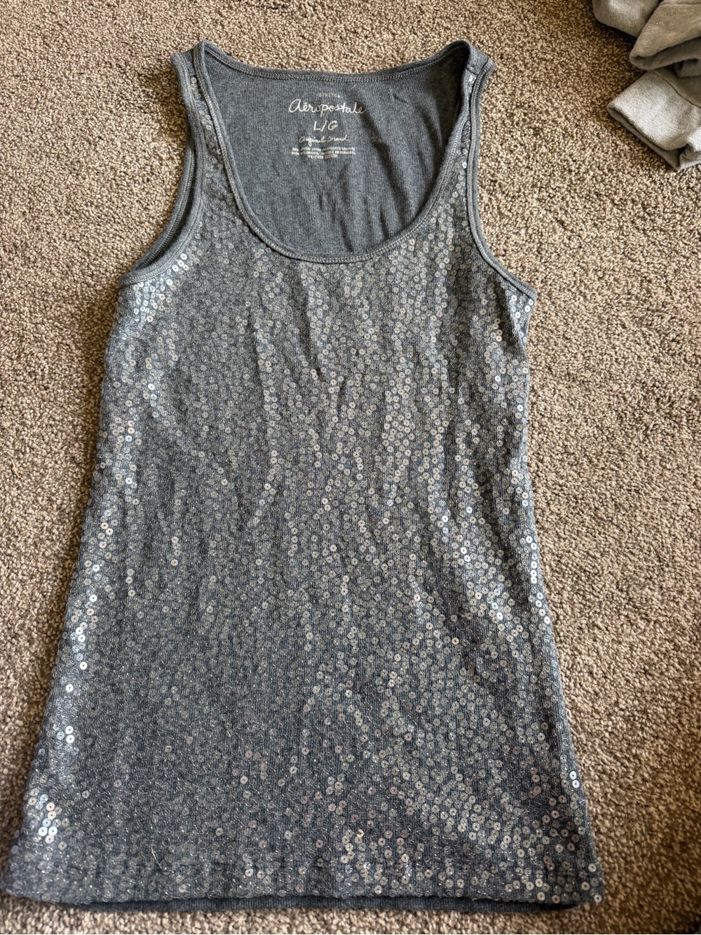Aeropostale Silver Sequin Scoop Neck Tank
